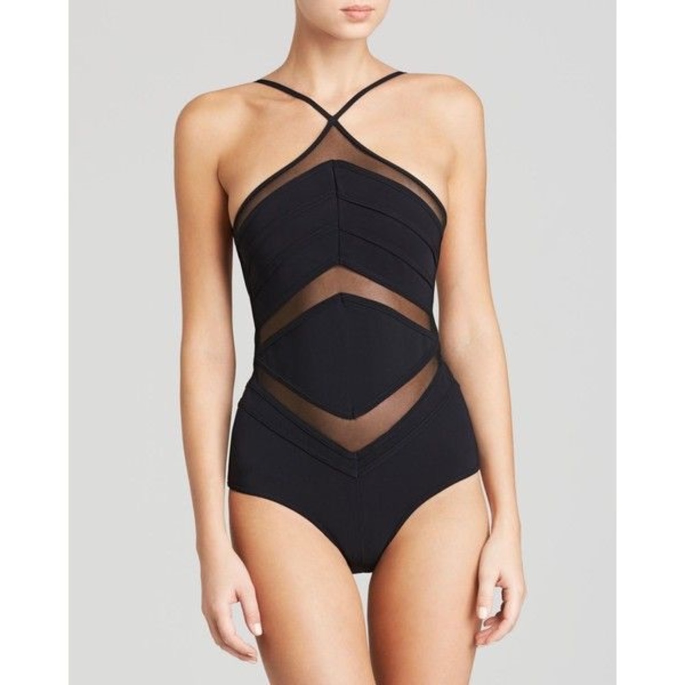 Zimmermann Chevron bathing suit, black, US 2-6